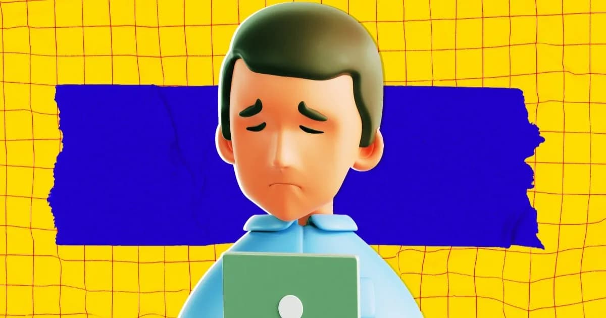 Ilustrasi pekerja kantoran yang stres menghadapi tuntutan AI di tempat kerja