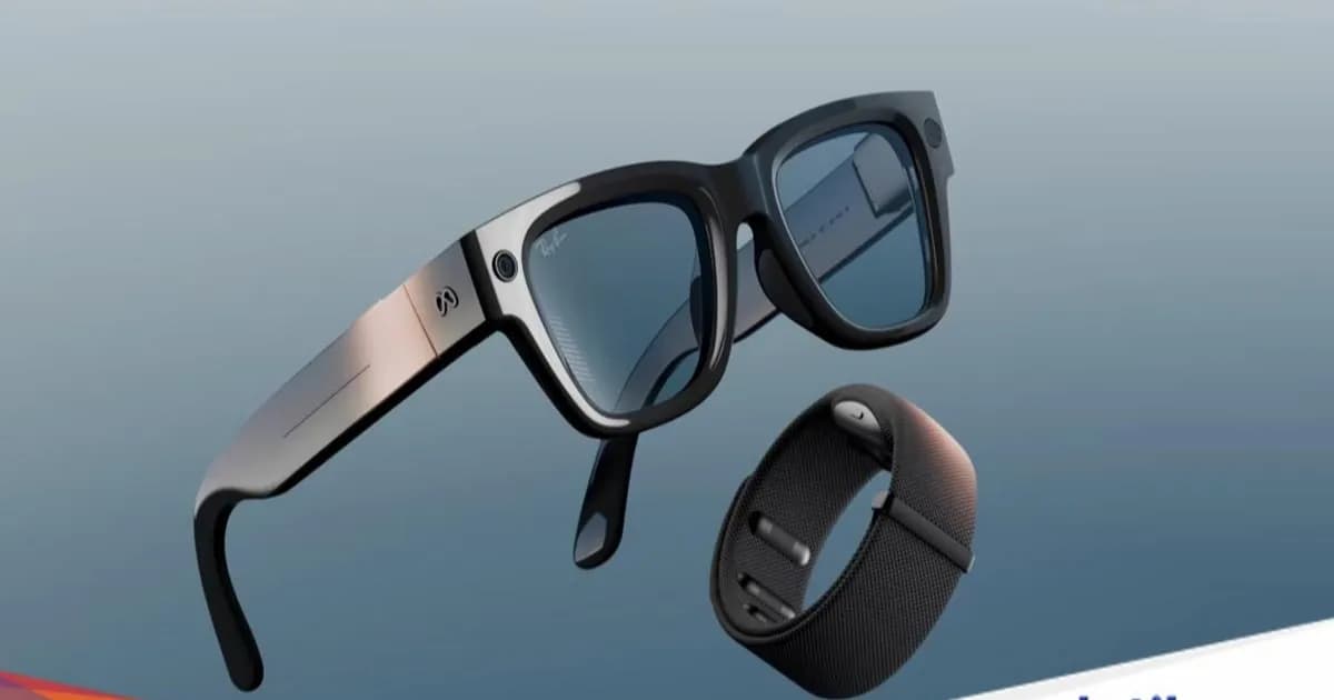 Ilustrasi kacamata pintar Meta Ray-Ban dengan kamera tersembunyi di bingkai