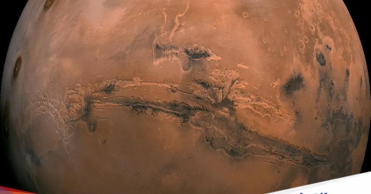 Ilustrasi permukaan Mars dengan kawah tubrukan di wilayah Valles Marineris