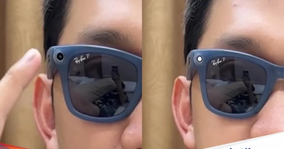 Lampu indikator kamera pada smart glasses sebelum dan sesudah aktif merekam